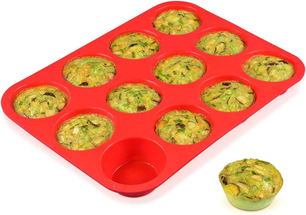 CAKETIME 12 Cups Silicone Muffin Pan