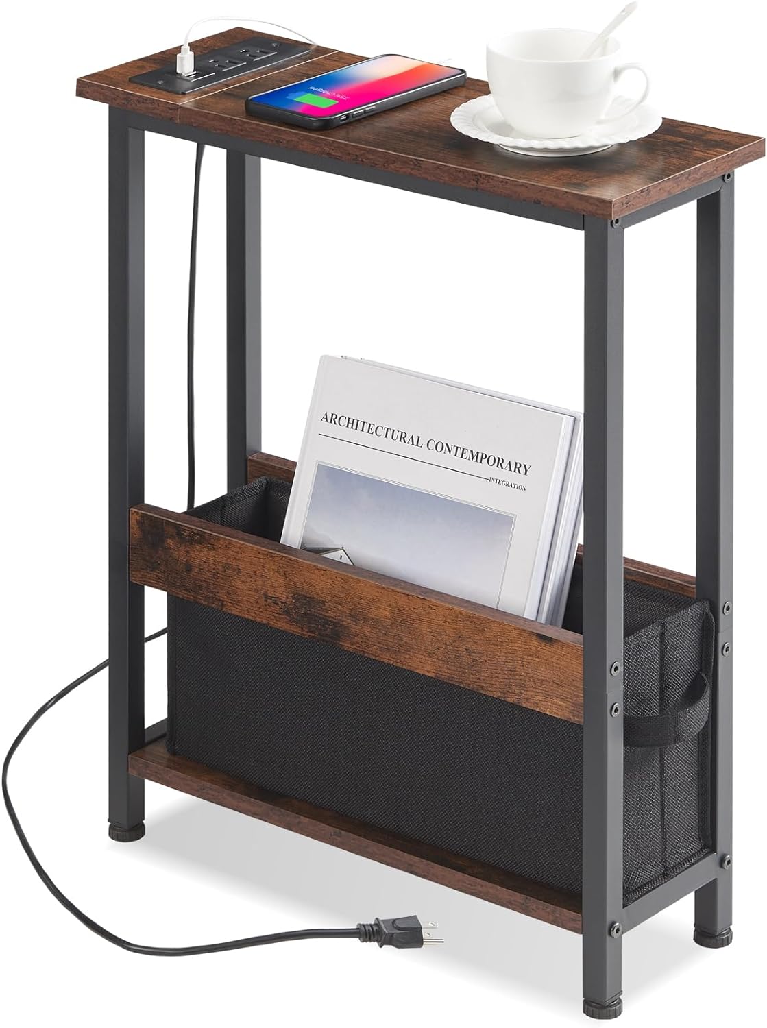 BAMGROW Slim Charging End Table with Storage