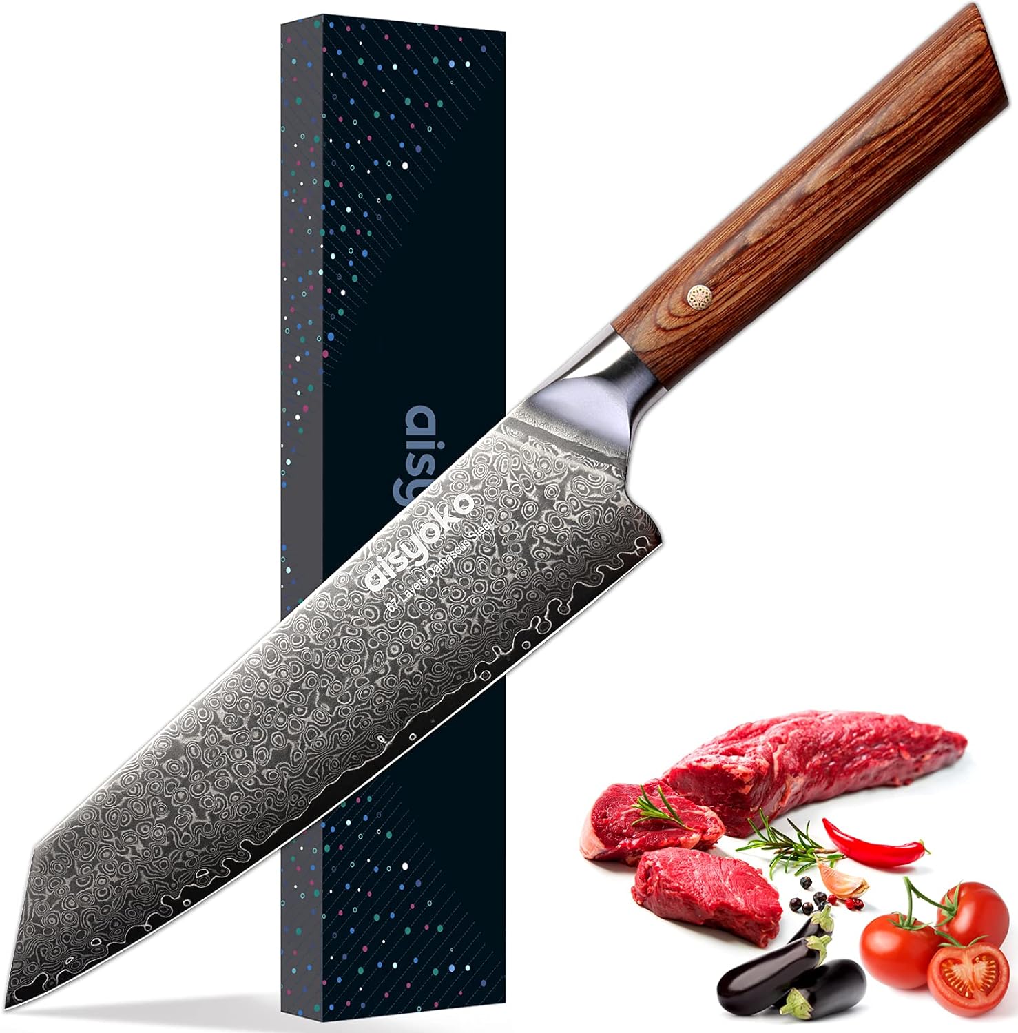 Chef Knife 8 Inch Damascus Japan VG-10 Super Stainless Steel Professional High Carbon Super Sharp Kitchen Cooking Knife