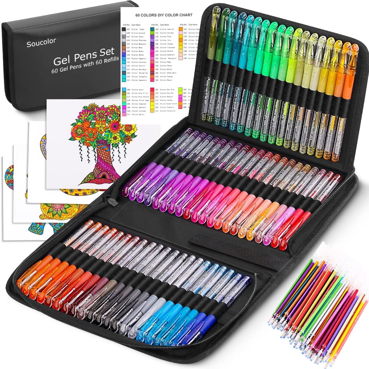 Soucolor Glitter Gel Pens for Adult Coloring Books