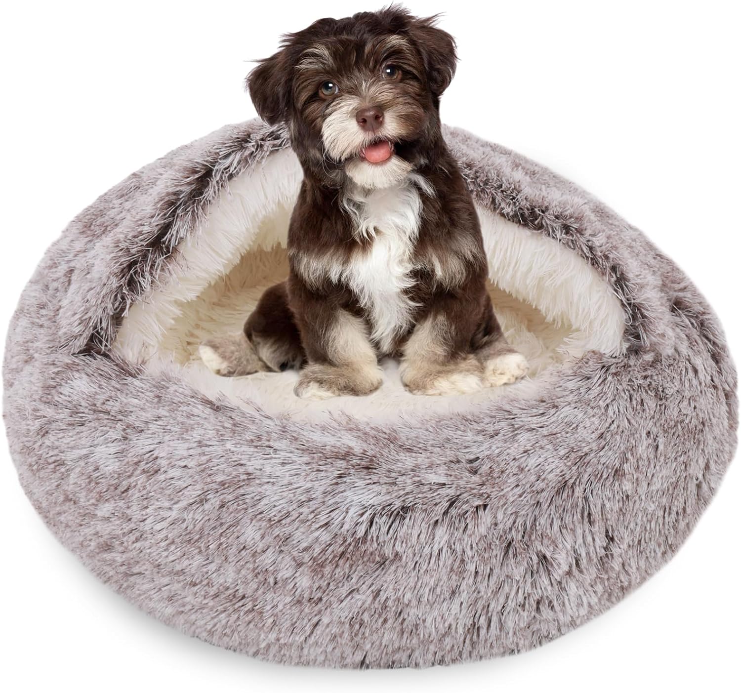 Generic Round Dog & Cat Cave Bed with Hooded Cover